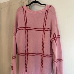 Pink and Red Plaid Women's Sweater